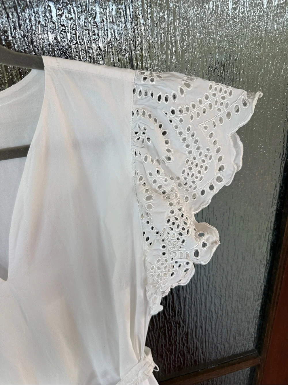 Rails Gia Dress Women's White Eyelet Midi Dress with Tie Waist Sz L
